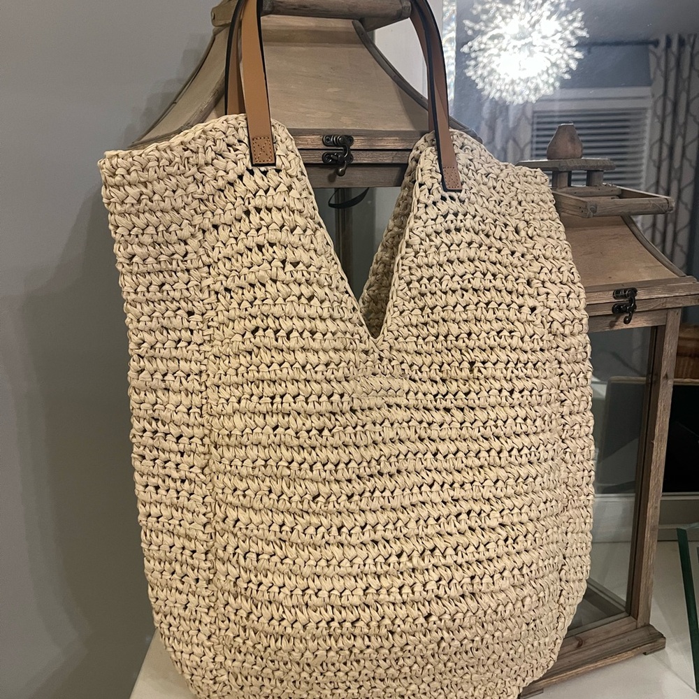 Woven Cream Tote Bag